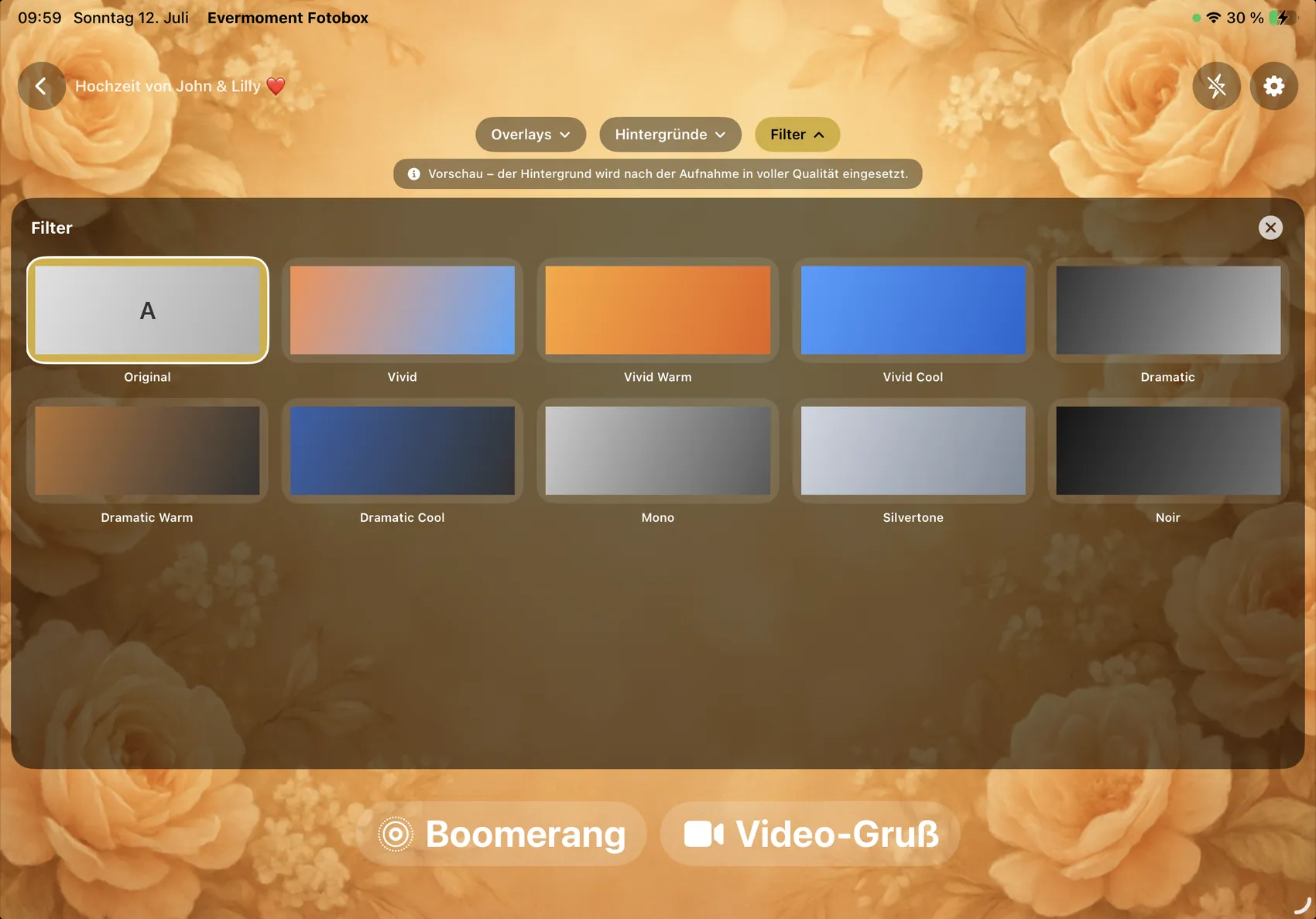 Evermoment Fotobox – Live-Filter