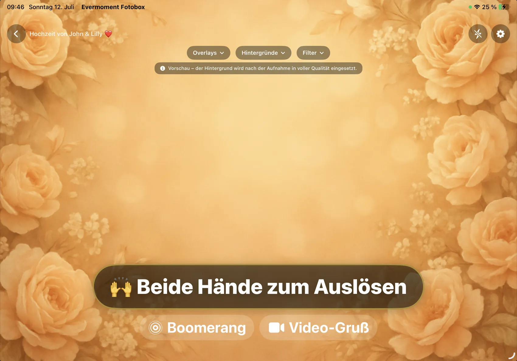 Evermoment Fotobox – Gestensteuerung
